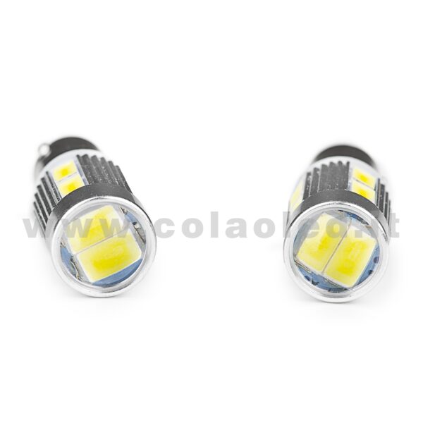 T4W 12V CANBUS 2 LAMPADINE MODELLO 10 SMD 5630 BIANCO LATTE LENTICOLARE ANTERIORE NO ERRORE SUPER CANBUS BA9S - immagine 2