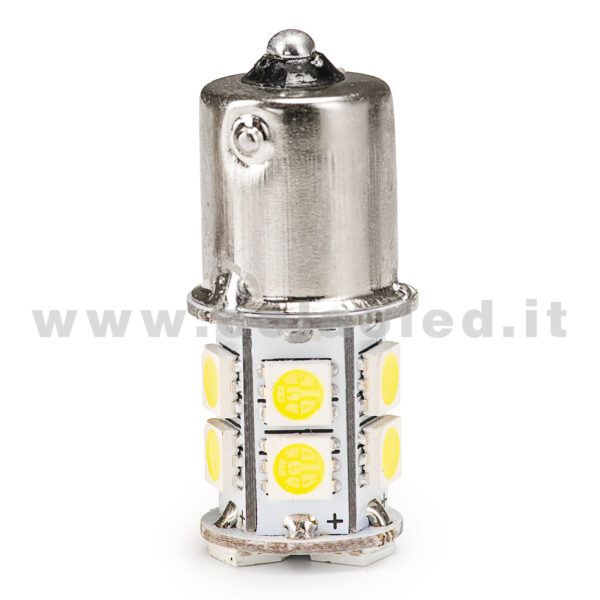 P21W 1 POLO 1156 CANBUS 1 LAMPADINA MODELLO 13 CHIP LED BIANCO LATTE BA15S - immagine 3