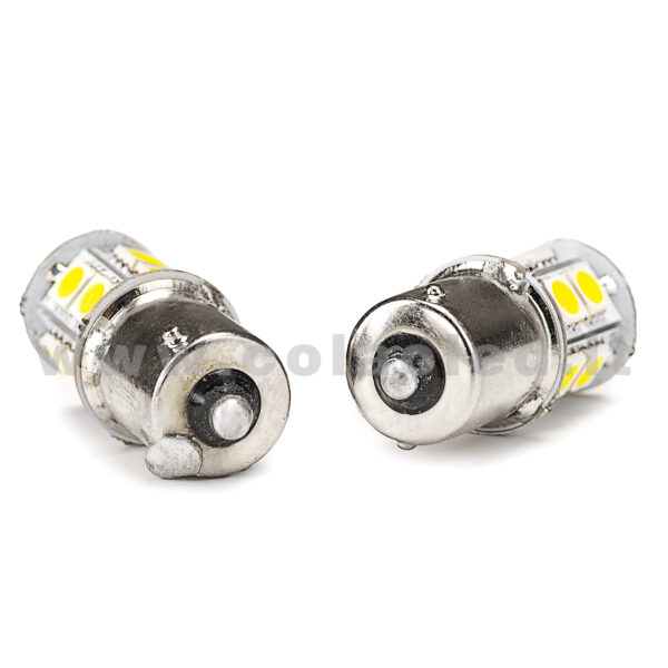P21W 1 POLO 1156 CANBUS 2 LAMPADINE MODELLO 13 CHIP LED BIANCO LATTE BA15S - immagine 4