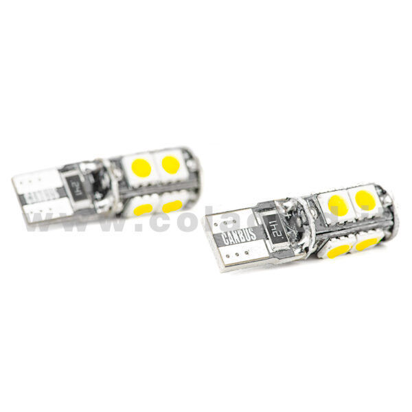 T10 LED 12V CANBUS 2 LAMPADINE MODELLO 9 SMD 5050 BIANCO LATTE NO ERRORE CANBUS W5W - immagine 3