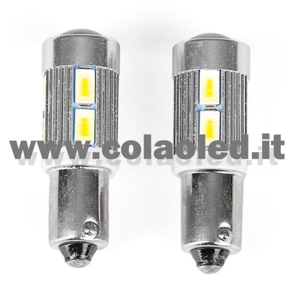 T4W 12V CANBUS 2 LAMPADINE MODELLO 10 SMD 5630 BIANCO LATTE LENTICOLARE ANTERIORE NO ERRORE SUPER CANBUS BA9S