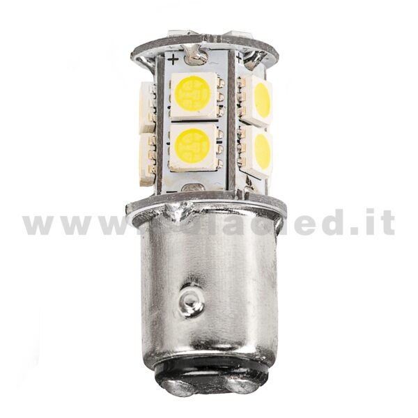 P21W 2 POLI 1157 CANBUS 1 LAMPADINA MODELLO 13 CHIP LED BIANCO LATTE BA15D
