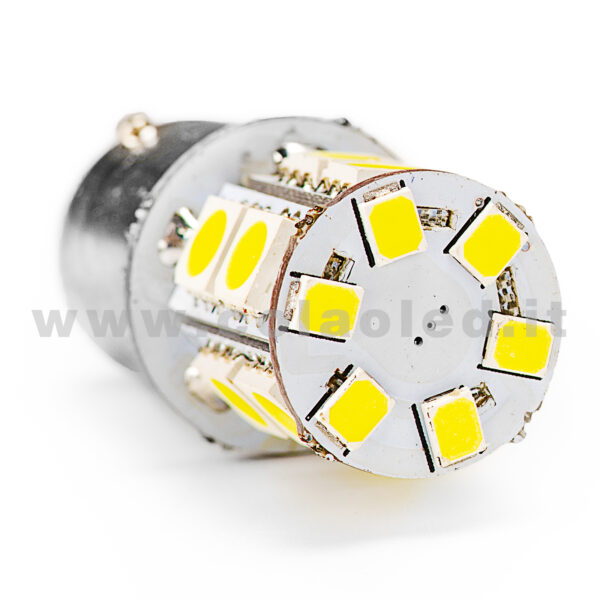 P21W 2 POLI 1157 CANBUS 1 LAMPADINA MODELLO 13 CHIP LED BIANCO LATTE BA15D - immagine 5