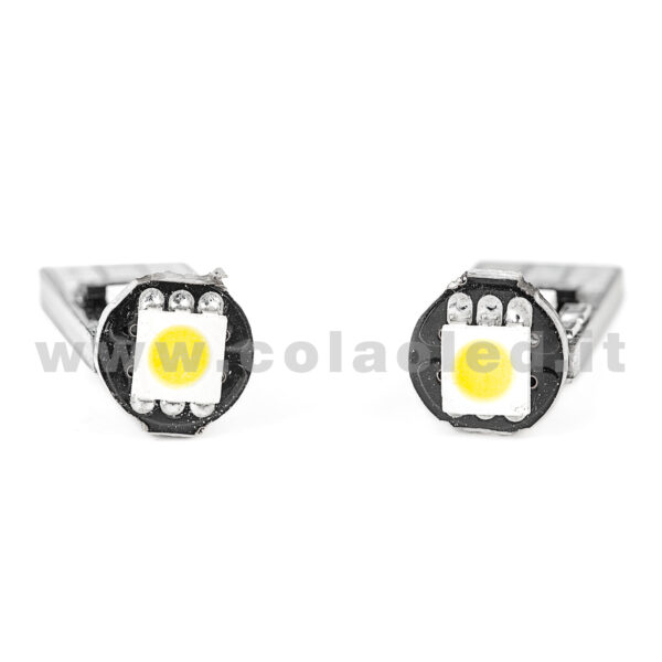 T10 LED 12V CANBUS 2 LAMPADINE MODELLO 3 SMD 5050 BIANCO LATTE NO ERRORE CANBUS W5W - immagine 2