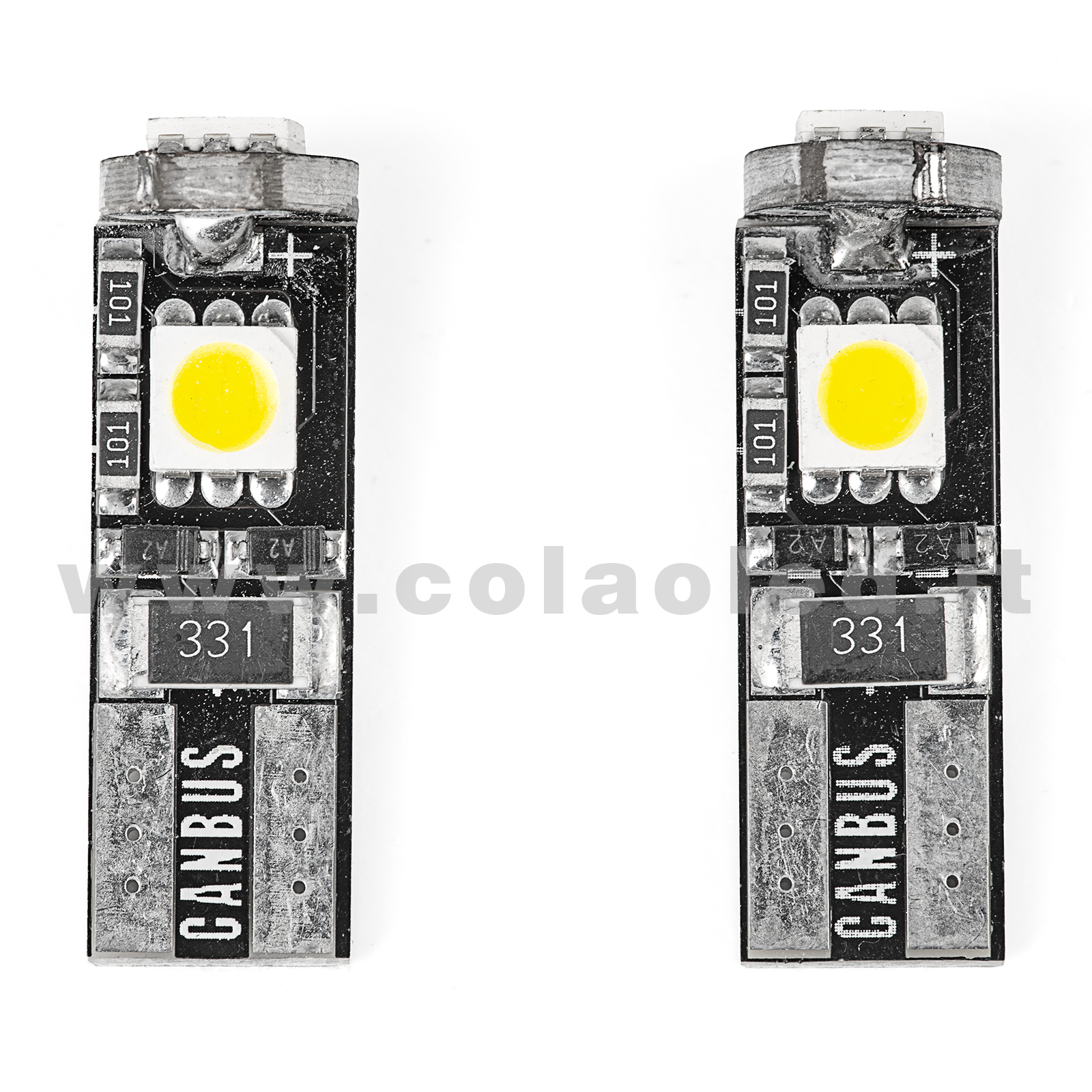 T10 LED 12V CANBUS 2 LAMPADINE MODELLO 3 SMD 5050 BIANCO LATTE NO ERRORE  CANBUS W5W – Colaoled