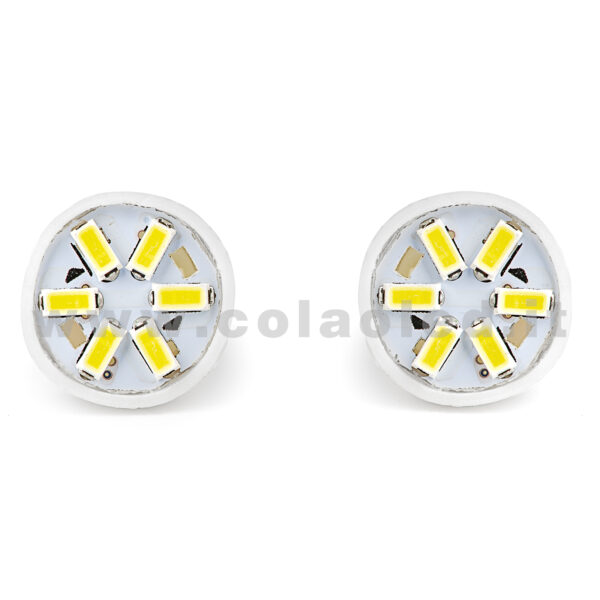T10 LED 12V CANBUS 2 LAMPADINE MODELLO 6 SMD 3528 BIANCO LATTE NO ERRORE CANBUS W5W - immagine 2
