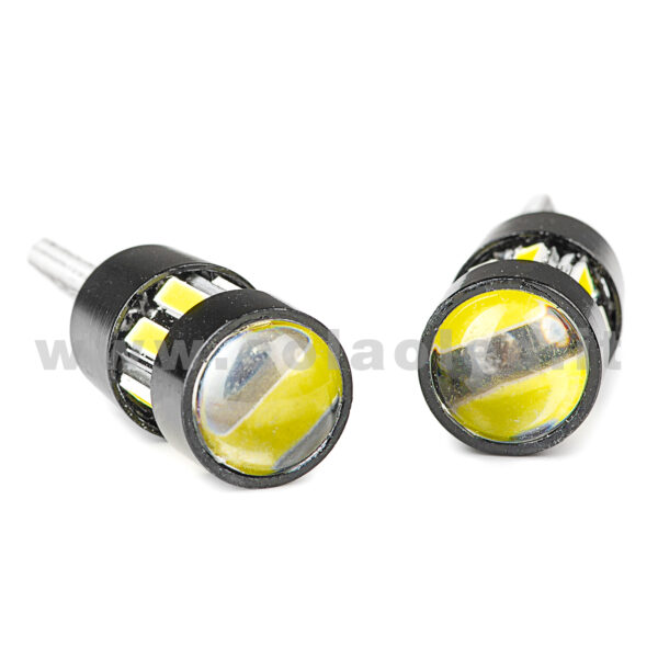 T10 LED 12V 24V CANBUS 2 LAMPADINE MODELLO 10 SMD 7020 BIANCO LATTE LENTICOLARE ANTERIORE NO ERRORE SUPER CANBUS T10 - immagine 2