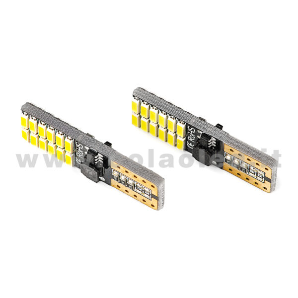 T10 LED 12V 24V CANBUS 2 LAMPADINE MODELLO 24 SMD 4014 BIANCO LATTE NO ERRORE SUPER CANBUS W5W - immagine 3