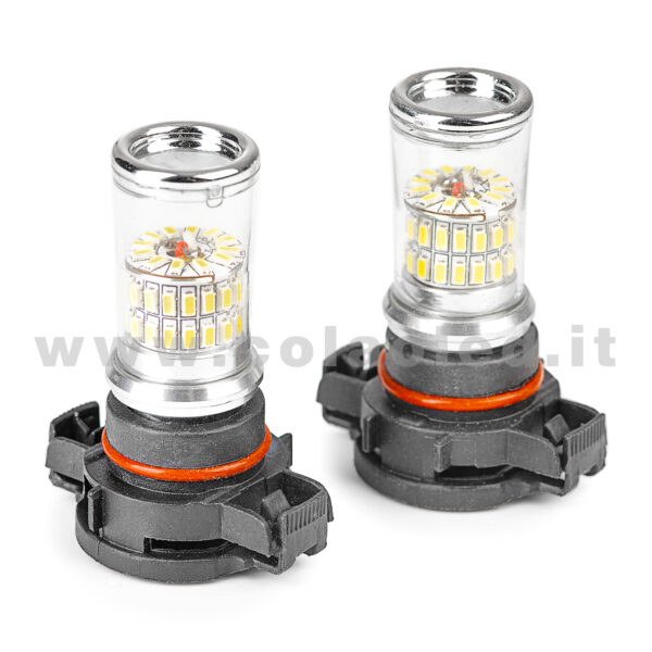 PSX24W 12V CANBUS 2 LAMPADINE MODELLO 48 SMD 3014 BIANCO LATTE NO ERRORE SUPER CANBUS BASE NERA 5202 H16 - immagine 2