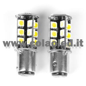 P21W 2 POLI 1157 CANBUS 2 LAMPADINE MODELLO 13 CHIP LED BIANCO LATTE BA15D