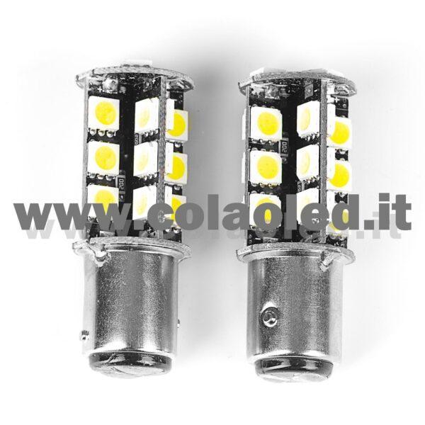 P21W 2 POLI 1157 CANBUS 2 LAMPADINE MODELLO 13 CHIP LED BIANCO LATTE BA15D