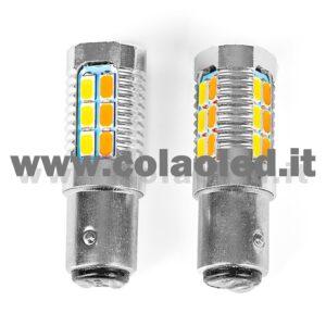 P21W 2 POLI 1157 CANBUS 2 LAMPADINE MODELLO 22 CHIP LED BIANCO LATTE CHIP LED ARANCIONE NO ERRORE SUPER CANBUS BA15D