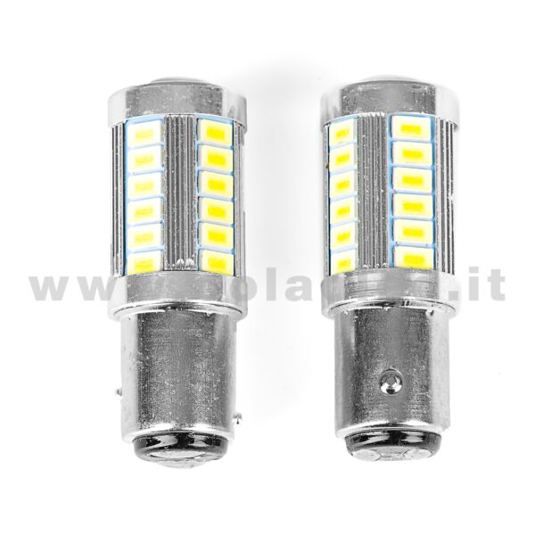 P21W 2 POLI 1157 CANBUS 2 LAMPADINE MODELLO 33 CHIP LED BIANCO LATTE NO ERRORE SUPER CANBUS BA15D