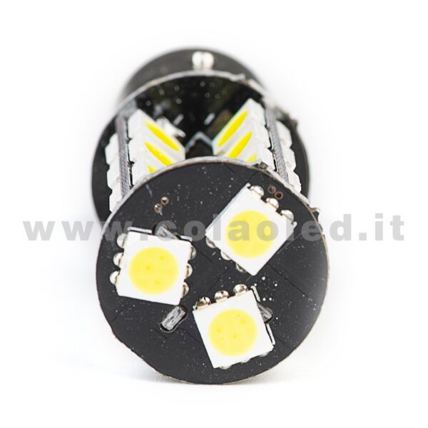 P21W 2 POLI 1157 CANBUS 1 LAMPADINA MODELLO 13 CHIP LED BIANCO LATTE BA15D - immagine 2