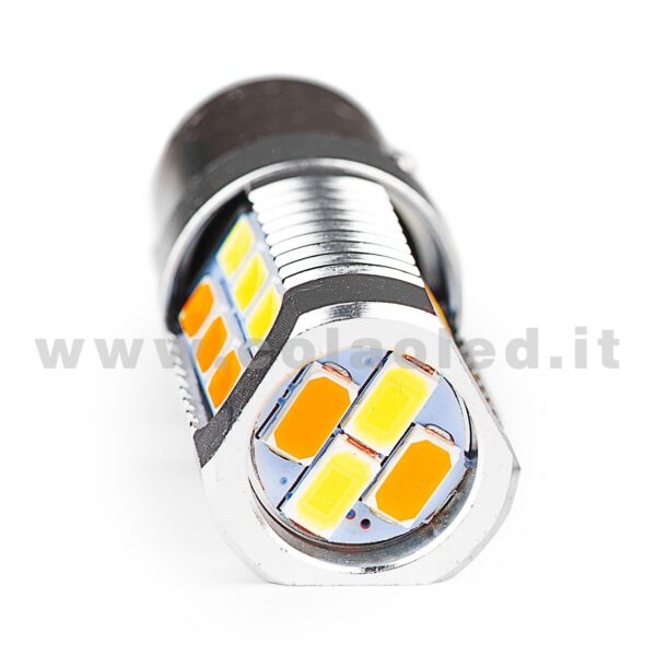 P21W 2 POLI 1157 CANBUS 1 LAMPADINA MODELLO 22 CHIP LED BIANCO LATTE CHIP LED ARANCIONE NO ERRORE SUPER CANBUS BA15D - immagine 2
