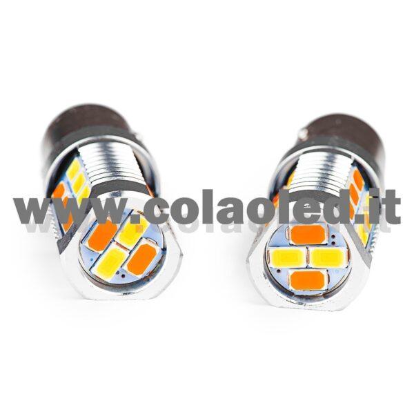 P21W 2 POLI 1157 CANBUS 2 LAMPADINE MODELLO 22 CHIP LED BIANCO LATTE CHIP LED ARANCIONE NO ERRORE SUPER CANBUS BA15D - immagine 2