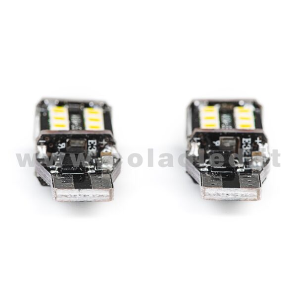 T15 LED 12V 24V CANBUS 2 LAMPADINE MODELLO 15 SMD 3535 BIANCO LATTE NO ERRORE SUPER CANBUS T15 - immagine 3
