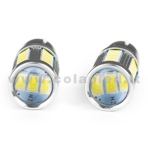 P21W 1 POLO CANBUS 2 LAMPADINE MODELLO 33 SMD 5630 BIANCO LATTE LENTICOLARE ANTERIORE NO ERRORE SUPER CANBUS 1156 BA15S - immagine 2