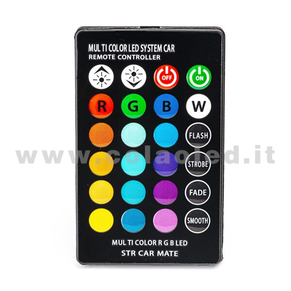 T10 LED 12V 24V RGB TELECOMANDO INFRAROSSI 2 LAMPADINE MODELLO 6 SMD 5050 MULTICOLORE SUPER CANBUS W5W - immagine 4