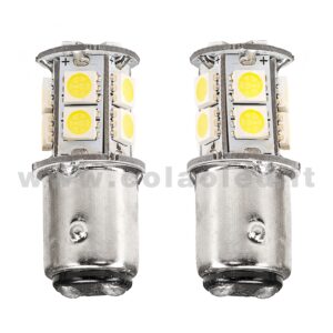 P21W 2 POLI 1157 CANBUS 2 LAMPADINE MODELLO 13 CHIP LED BIANCO LATTE BA15D