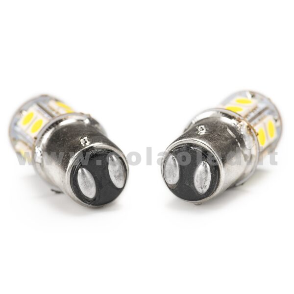 P21W 2 POLI 1157 CANBUS 2 LAMPADINE MODELLO 13 CHIP LED BIANCO LATTE BA15D - immagine 4