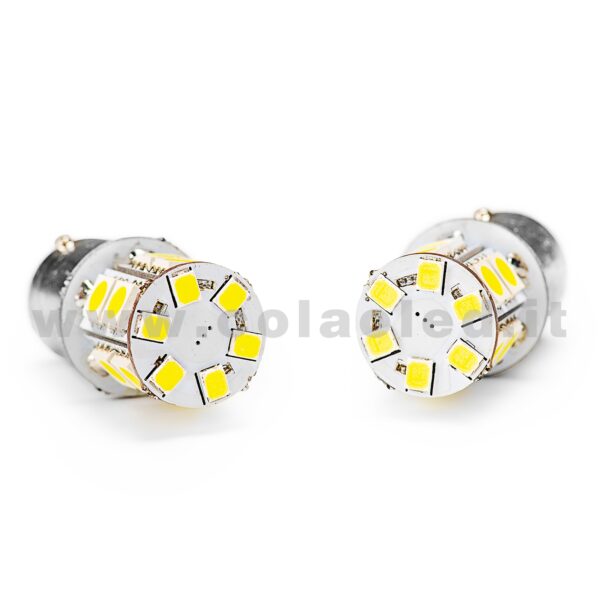 P21W 2 POLI 1157 CANBUS 2 LAMPADINE MODELLO 13 CHIP LED BIANCO LATTE BA15D - immagine 3