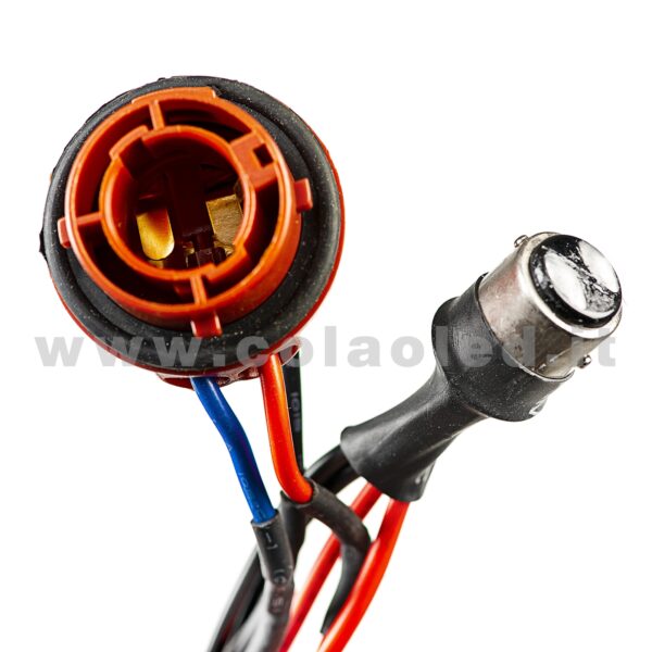 COPPIA RESISTENZE CON PORTA LAMPADA CANBUS 1157 BAY15D P21W 2 POLI CANCELLA ERRORI - immagine 3