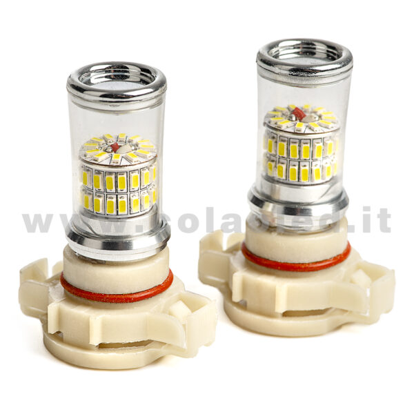 PSX24W 12V CANBUS 2 LAMPADINE MODELLO 48 SMD 3014 BIANCO LATTE NO ERRORE SUPER CANBUS BASE GEIGE 5202 H16 - immagine 2