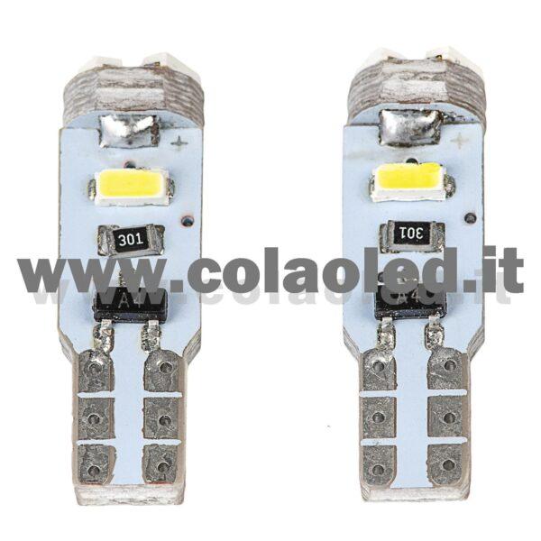 T5 CANBUS 2 LAMPADINE MODELLO 5 SMD 1206 BIANCO LATTE NO ERRORE CANBUS T5
