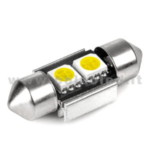 C5W 31mm 12V CANBUS 1 LAMPADINA MODELLO 2 SMD 5050 BIANCO LATTE NO