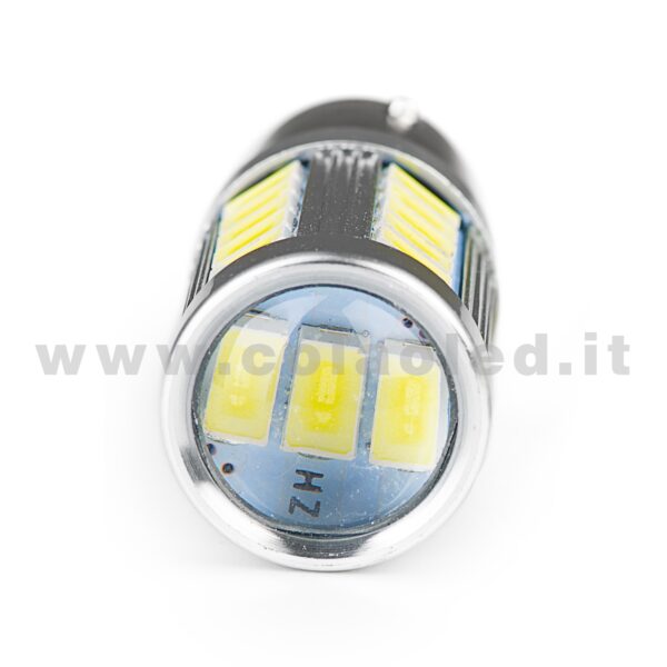 P21W 1 POLO 1156 CANBUS 1 LAMPADINA MODELLO 33 CHIP LED BIANCO LATTE NO ERRORE SUPER CANBUS BA15S - immagine 3