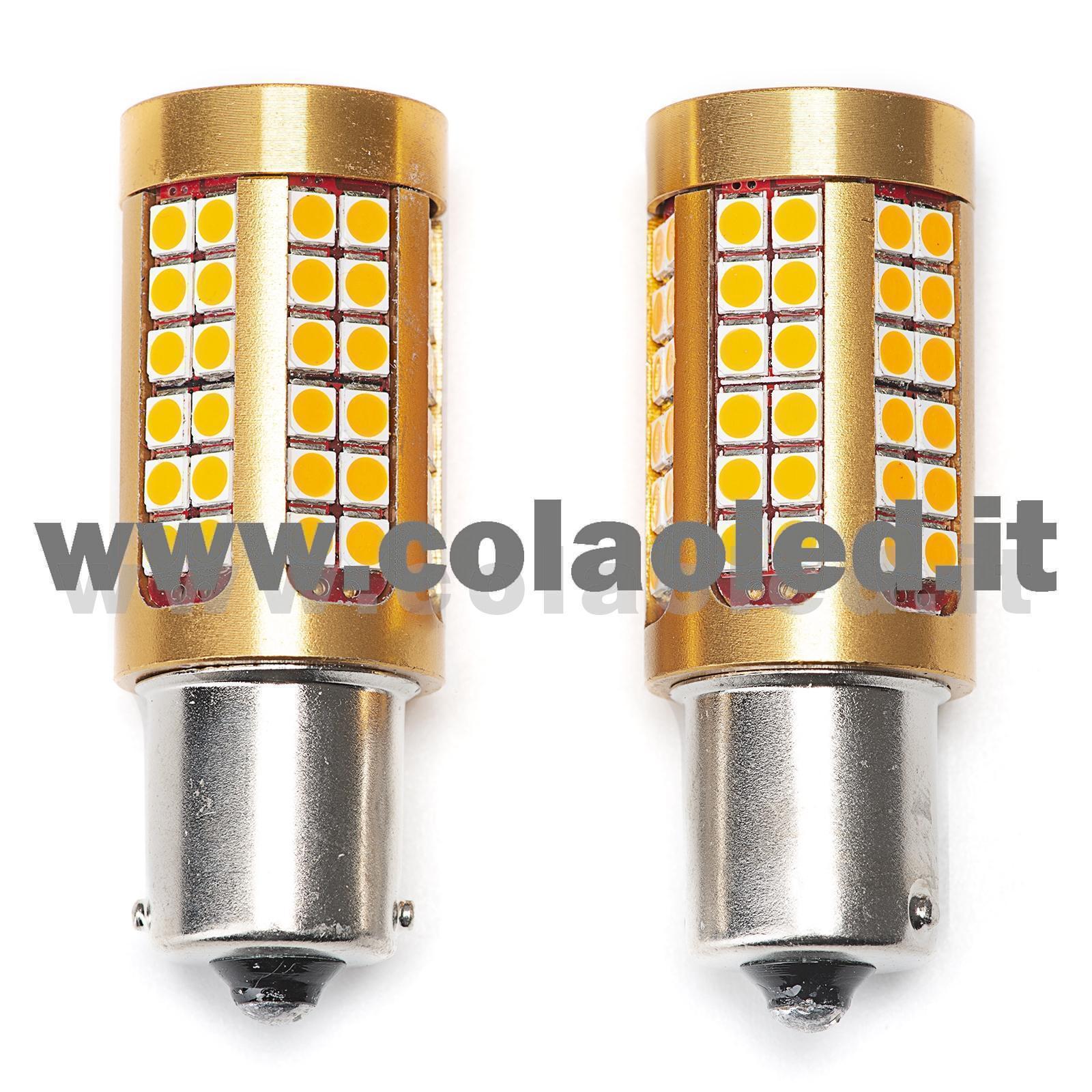 P21W 1 POLO 1156 CANBUS 2 LAMPADINE MODELLO 78 CHIP LED ARANCIONE