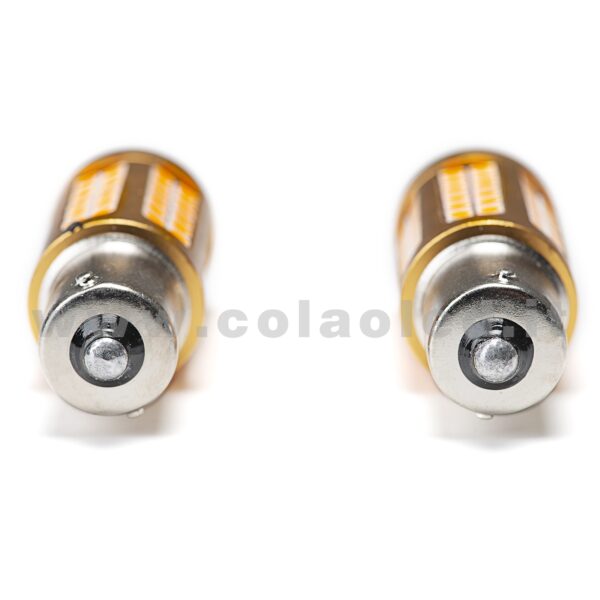 P21W 1 POLO 1156 CANBUS 2 LAMPADINE MODELLO 78 CHIP LED ARANCIONE NO ERRORE SUPER CANBUS BA15S - immagine 3