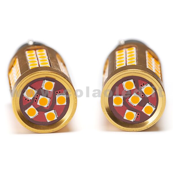 P21W 1 POLO 1156 CANBUS 2 LAMPADINE MODELLO 78 CHIP LED ARANCIONE NO ERRORE SUPER CANBUS BA15S - immagine 2