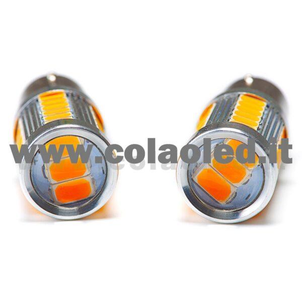 P21W 1 POLO 1156 CANBUS 2 LAMPADINE MODELLO 33 CHIP LED ARANCIONE NO ERRORE SUPER CANBUS BA15S - immagine 2