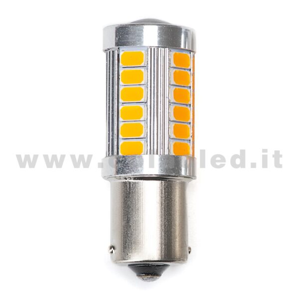 P21W 1 POLO 1156 CANBUS 1 LAMPADINA MODELLO 33 CHIP LED ARANCIONE NO ERRORE SUPER CANBUS BA15S