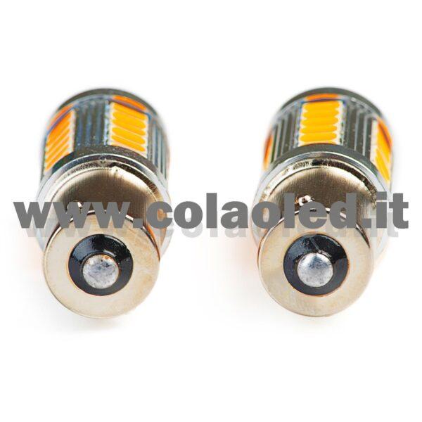 P21W 1 POLO 1156 CANBUS 2 LAMPADINE MODELLO 33 CHIP LED ARANCIONE NO ERRORE SUPER CANBUS BA15S - immagine 3