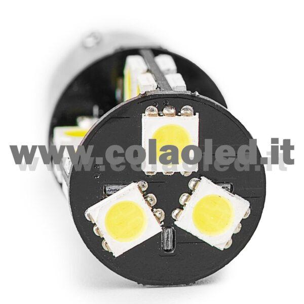 P21W 1 POLO 1156 CANBUS 1 LAMPADINA MODELLO 19 CHIP LED BIANCO LATTE NO ERRORE SUPER CANBUS BA15S - immagine 3