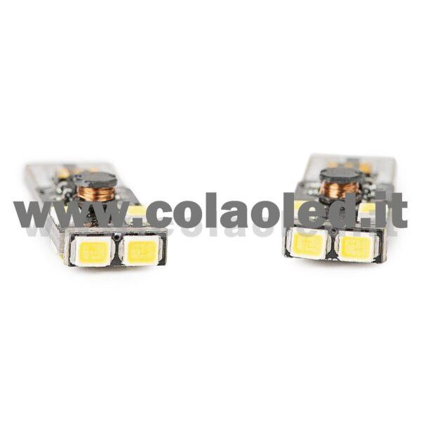 T10 LED 12V CANBUS 2 LAMPADINE MODELLO 6 SMD 3528 BIANCO LATTE NO ERRORE SUPER CANBUS W5W - immagine 2