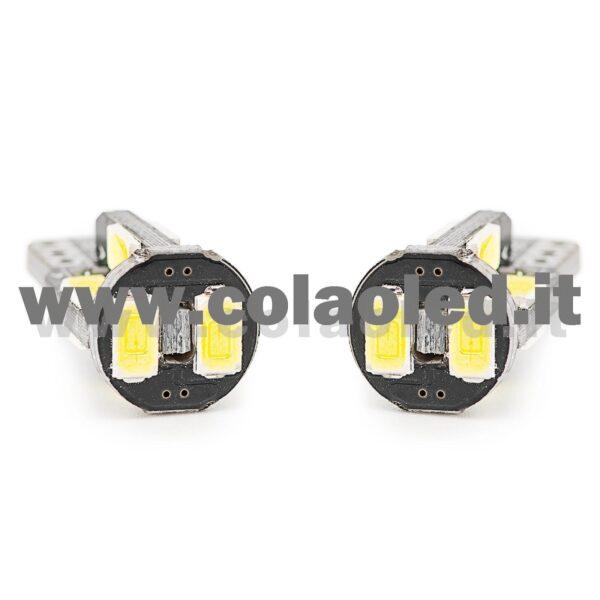 T10 LED 12V CANBUS 2 LAMPADINE MODELLO 10 SMD 5630 BIANCO LATTE NO ERRORE CANBUS W5W - immagine 2