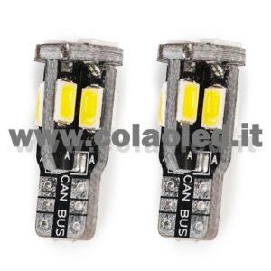 T10 LED 12V CANBUS 2 LAMPADINE MODELLO 10 SMD 5630 BIANCO LATTE NO ERRORE CANBUS W5W