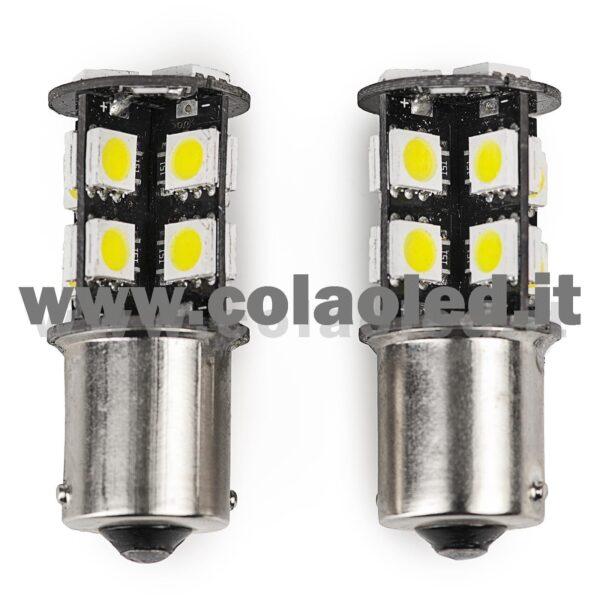 P21W 1 POLO 1156 CANBUS 2 LAMPADINE MODELLO 19 CHIP LED BIANCO LATTE NO ERRORE SUPER CANBUS BA15S