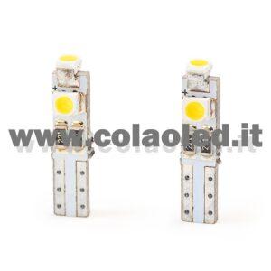 T5 CANBUS 2 LAMPADINE MODELLO 3 SMD 3528 BIANCO LATTE NO ERRORE CANBUS T5