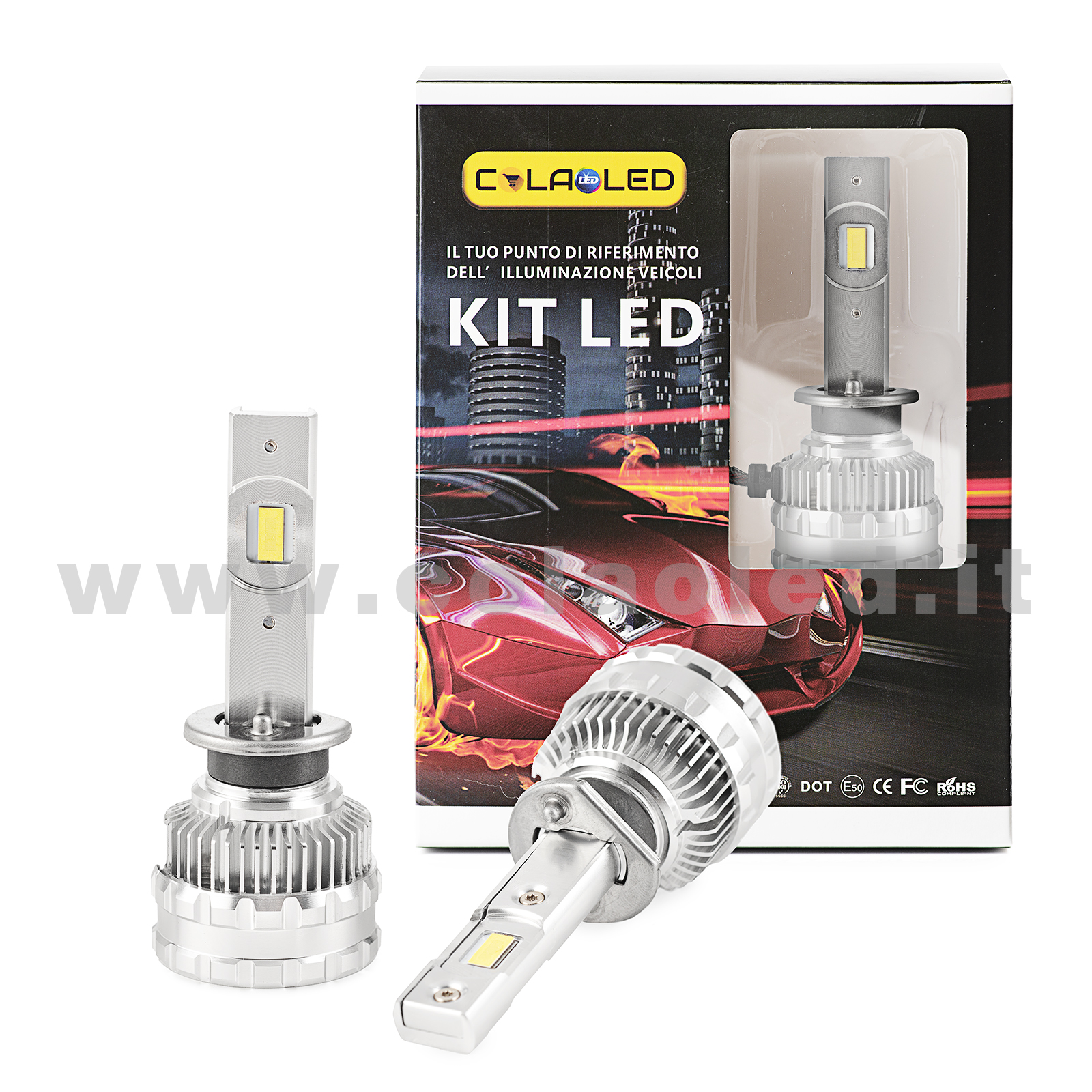 H1 24000LM 5800K KIT LED 12V CANBUS 2 LAMPADE BIANCO FREDDO 100W