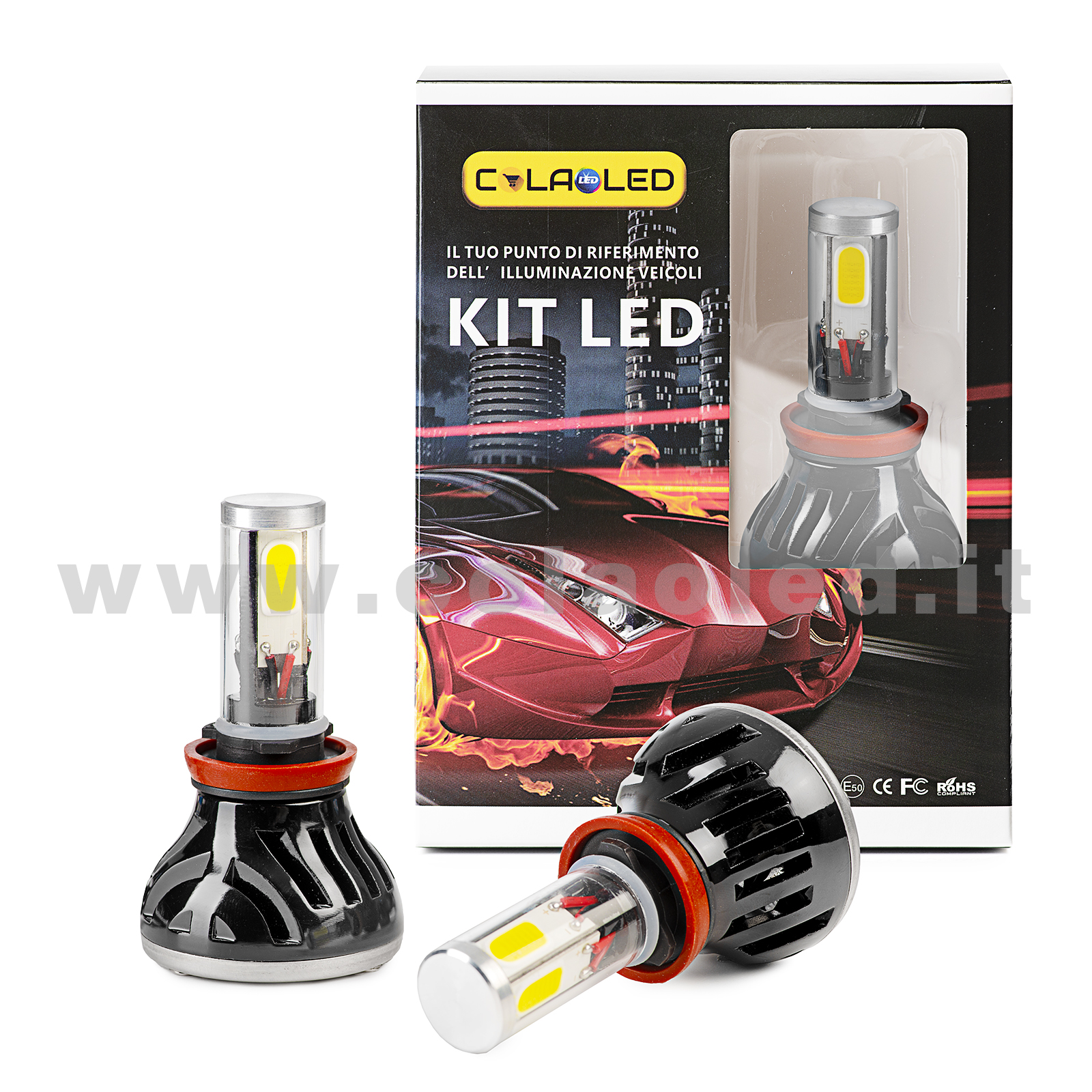 H11 18000LM 5800K KIT LED 12V CANBUS 2 LAMPADE BIANCO FREDDO 80W