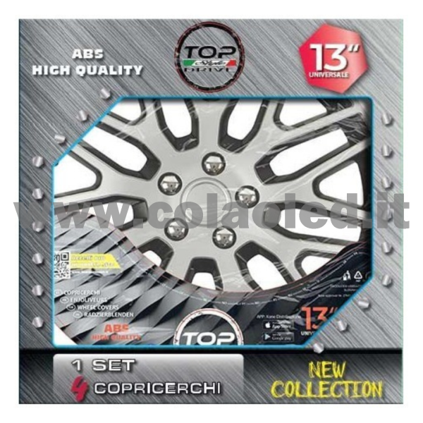 Copricerchi Auto Dakar NC Silver & Black 4pz. - immagine 2