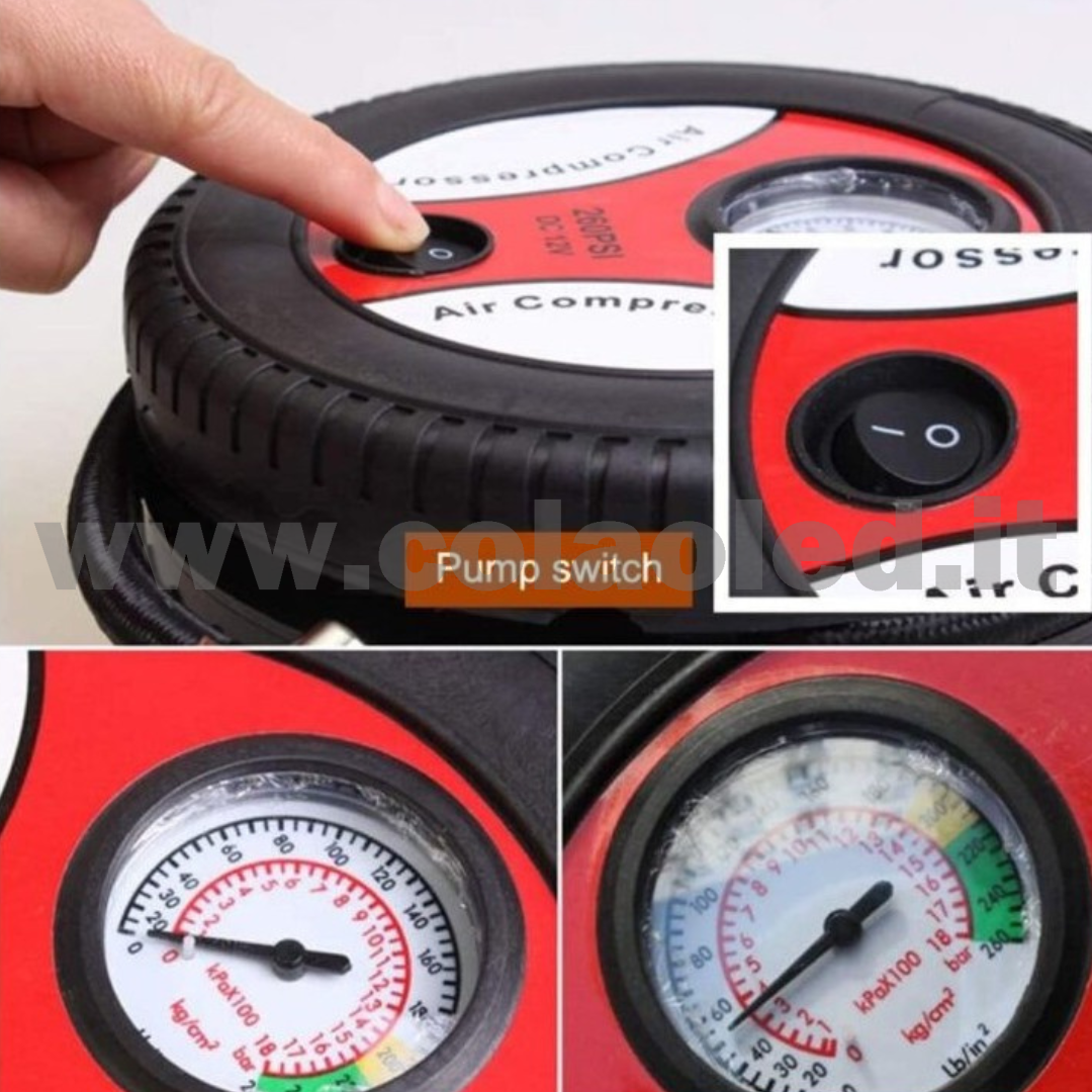 Gonfiatore pneumatico presa accendi sigari ruote auto moto bici camion pneumatici 12v con filo - immagine 5