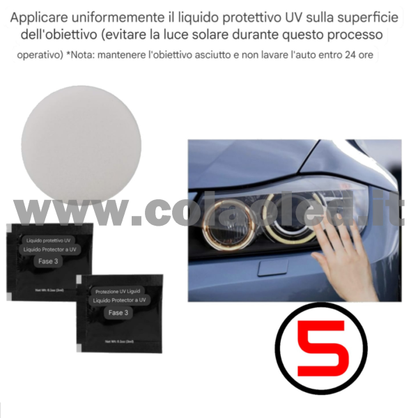 Kit rigenera fari a mano o con trapano elimina graffi consuma ingiallimento lucidante ripristino usura del tempo effetto nuovi fanali - immagine 6