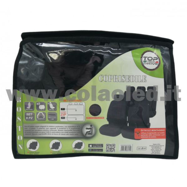 Set completo Coprisedile Boston nero linea Rosso - immagine 2