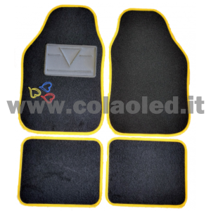 Set completo tappetini universali Auto Heart bordo giallo